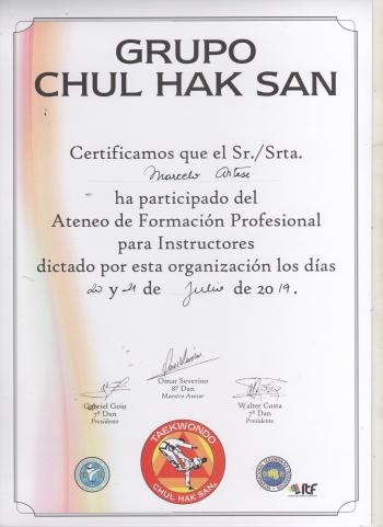 Asistencia al Ateneo de Capacitación Profesional de Instructores Chul Hak San 2019
